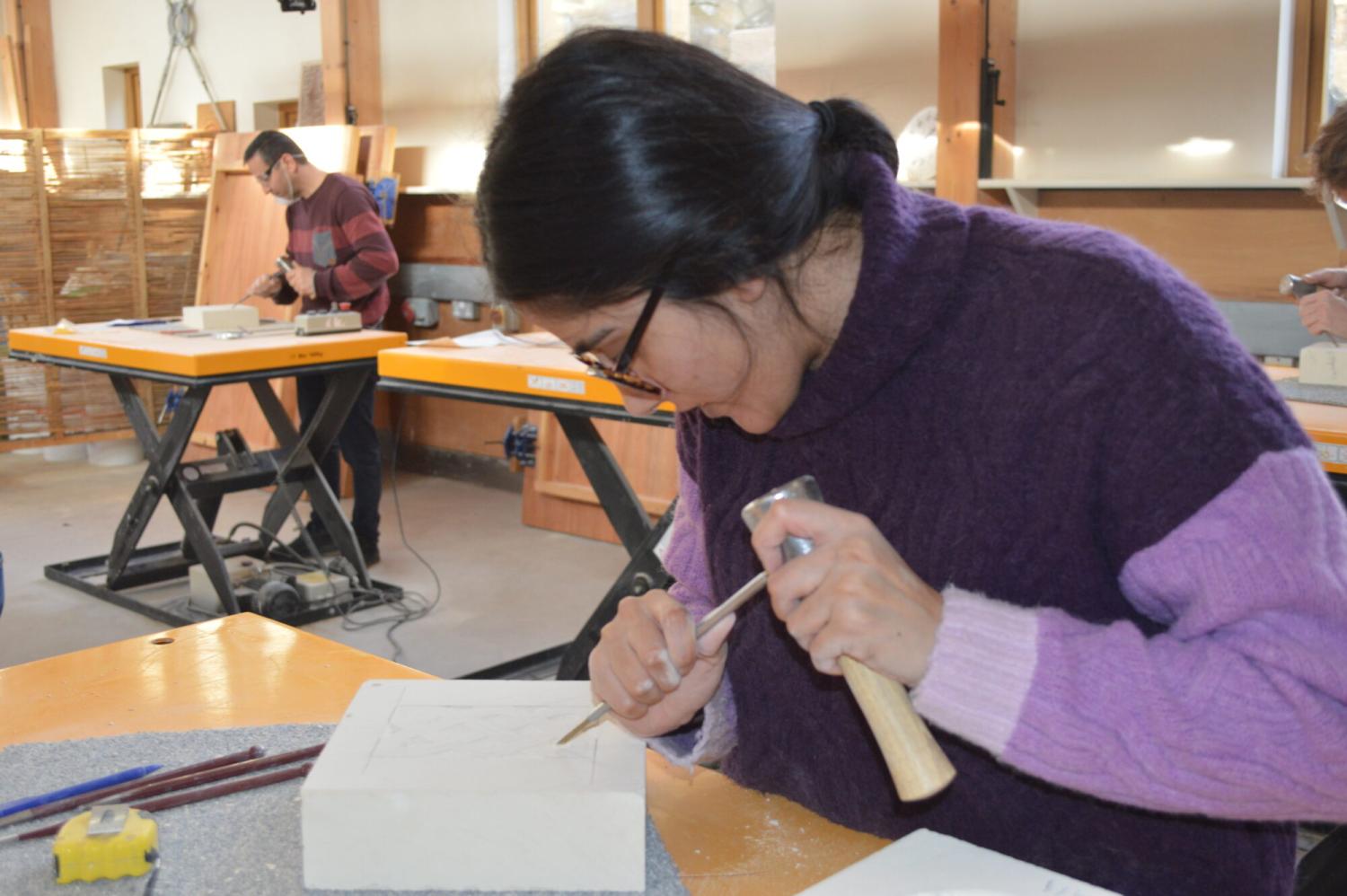 HES Lincoln Cathedral stone carving trainees 4